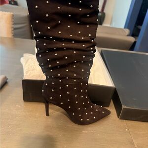 BCBGMaxAzria Black Studded Heeled Boots